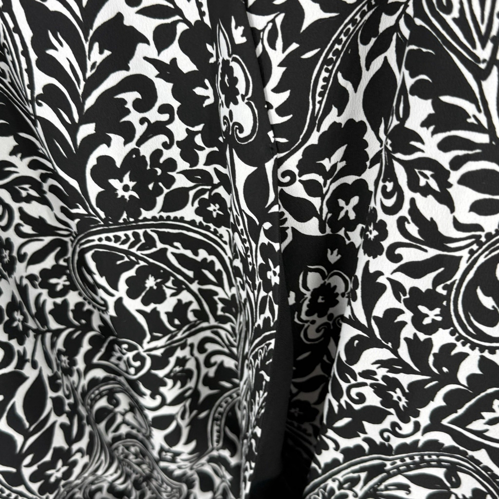 Ralph Lauren Black White Paisley Faux Wrap Top Women’s Size XL - Picture 2 of 3